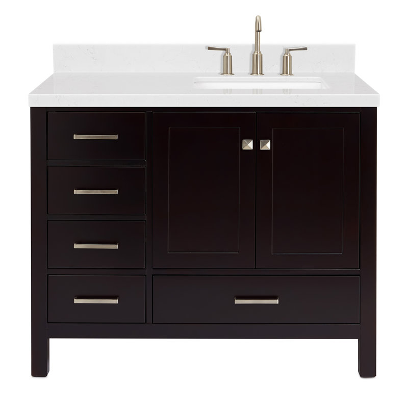 Meuble-lavabo simple 42,25 po avec plateau, Right, Rectangular, Espresso