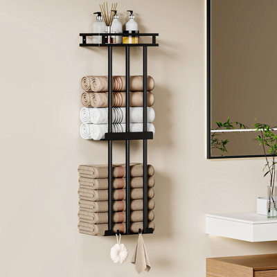 Towel Racks Wall Mounted For Rolled Towels, Single 3 Bar Towel Storage For Bathroom   