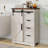 White Rustic Farmhouse Bathroom Storage Cabinet, 4 Drawers Sliding Door Freestanding Floor Organizer for Kitchen & Living Room