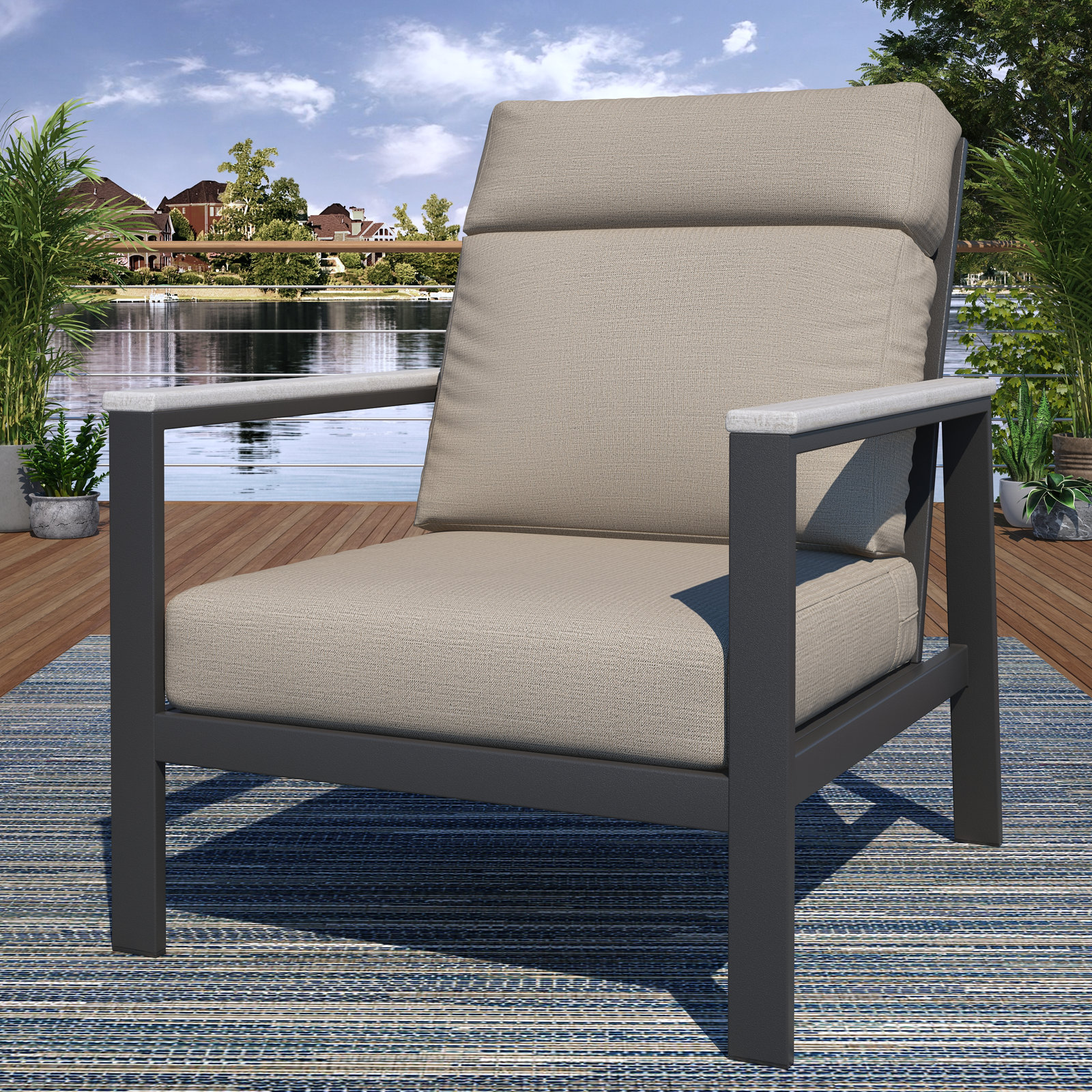 Townsend Sunbrella® Patio Lounge Chair, Cast Silver, White, Yes