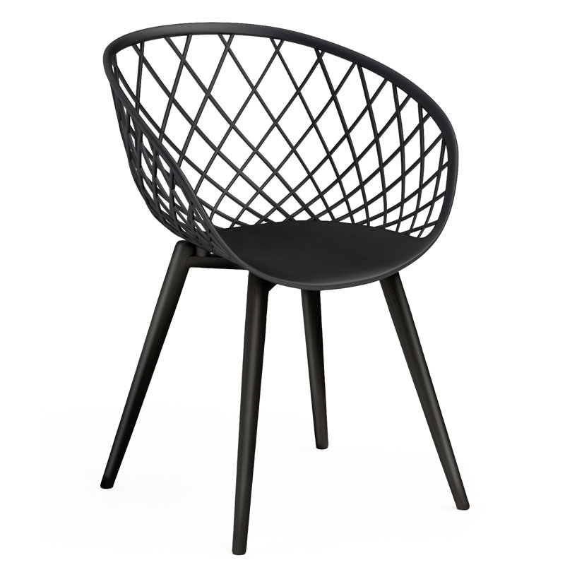 Caraballo Crippen Indoor and Outdoor with Sturdy Steel Legs and Ergonomic Contoured Seat, Black, Black, 2
