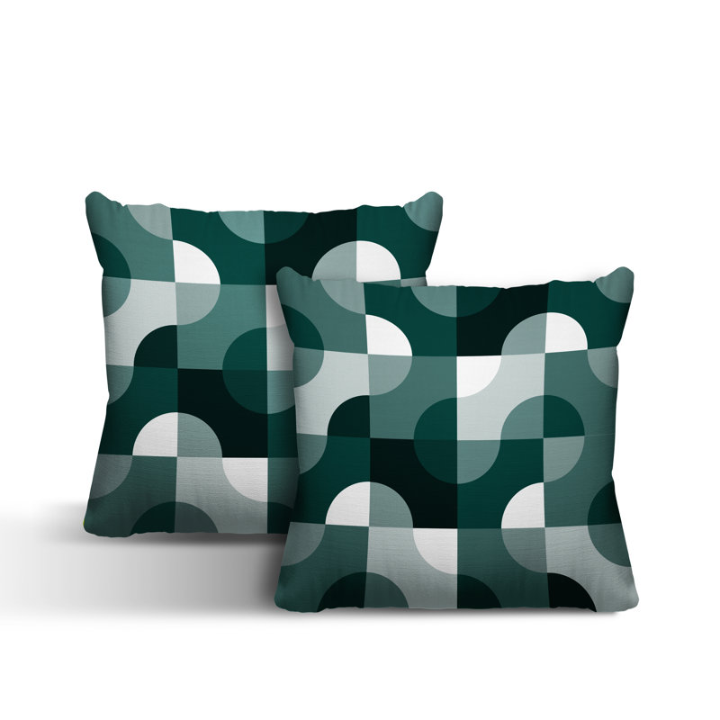 Coussin décoratif carré intérieur / extérieur Milda, L 19 po x H 19 po, Émeraude
