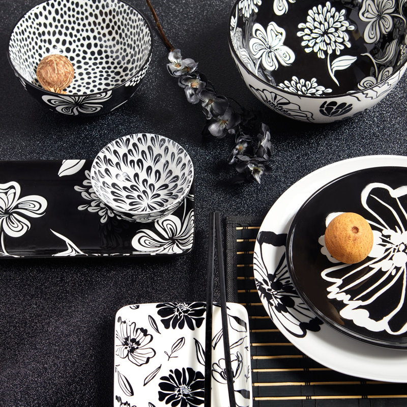 Ensemble de 4 assiettes et soucoupes Jardin