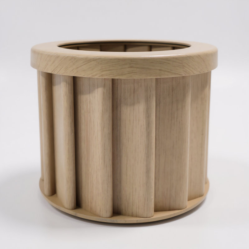 Small Round Beige Brown Textured Planter For Indoor And Outdoor Plants, 5.13" H x 6.25" W x 6.25" D, Beige/Brown