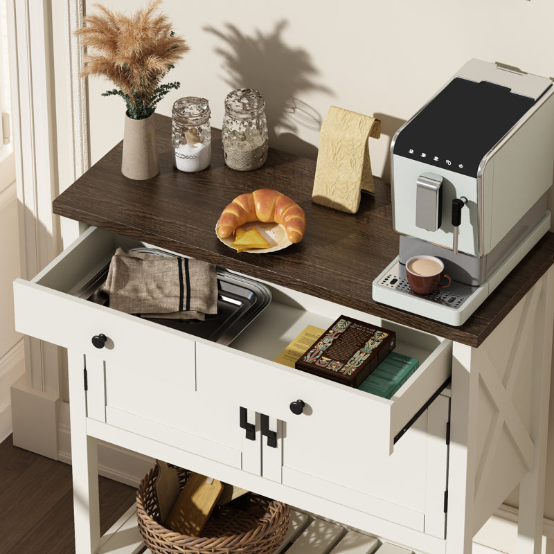 Runette 35.4'' Console Table, Dark Brown/White