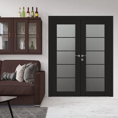 Avon 5 Lite Manufactured Wood and Glass Composite Double Frech Doors