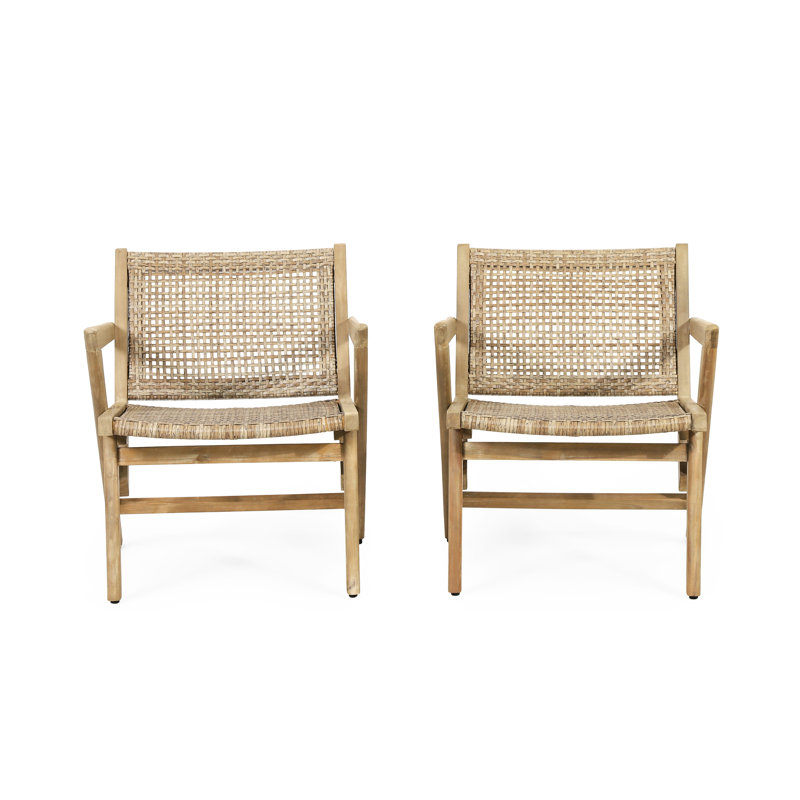 2 Outdoor Chairs In Brown - Built With Wood Seating  2  Structure