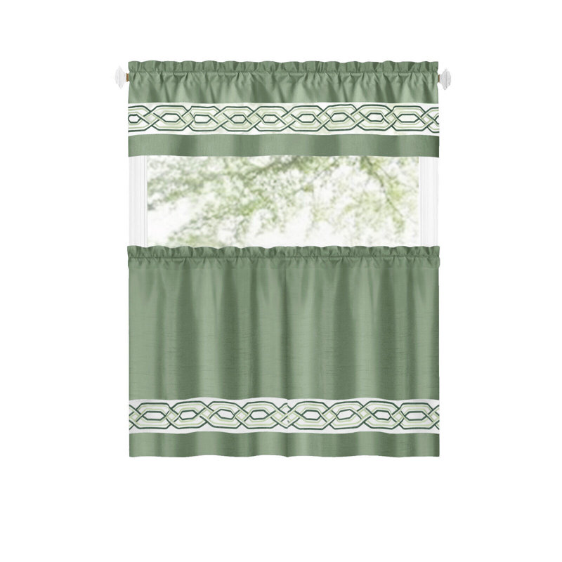 Elyus Tailored Kitchen Curtain, Green, 58" W x 24" L