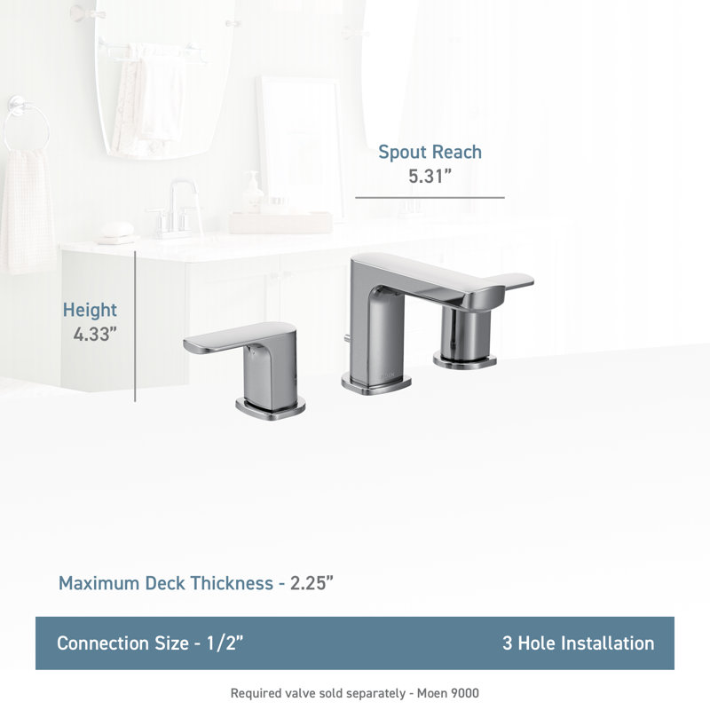 Rizon Widespread Bathroom Faucet with Drain Assembly, Chrome