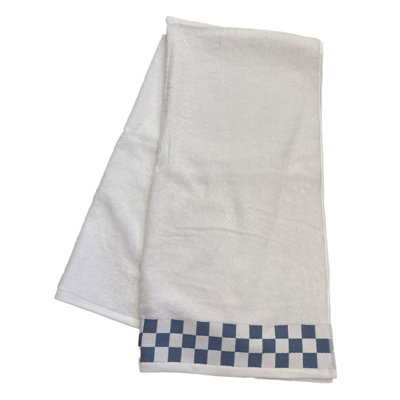 Bath Sheet With French Blue Check Border