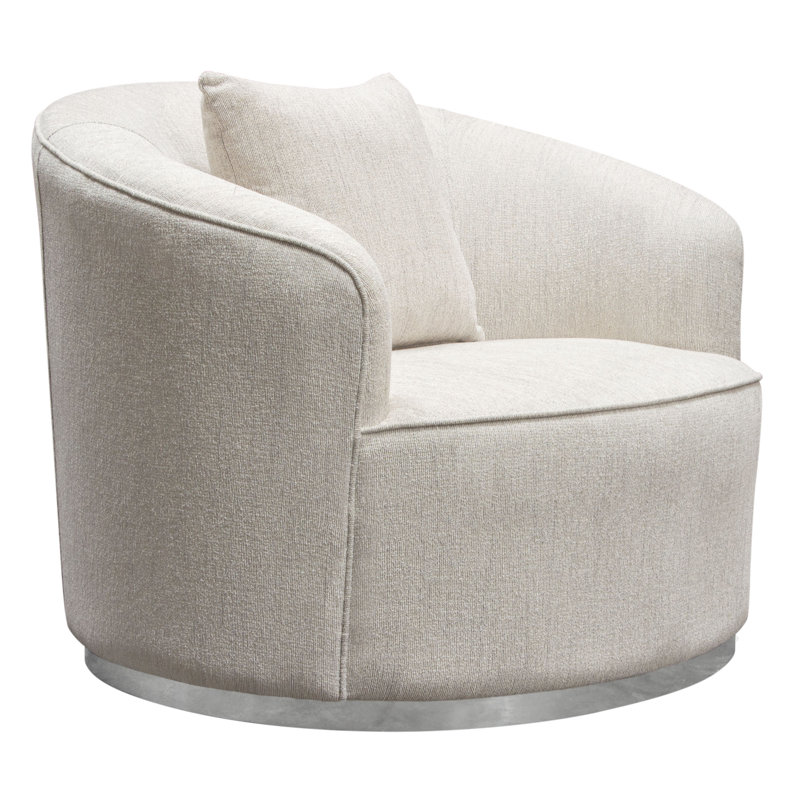 Chaise Raven en tissu crème clair avec garniture décorative argent brossé, Argent, Polyester crème claire