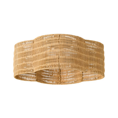 4-Light Scalloped Clover Drum Rattan Semi-flush Mount