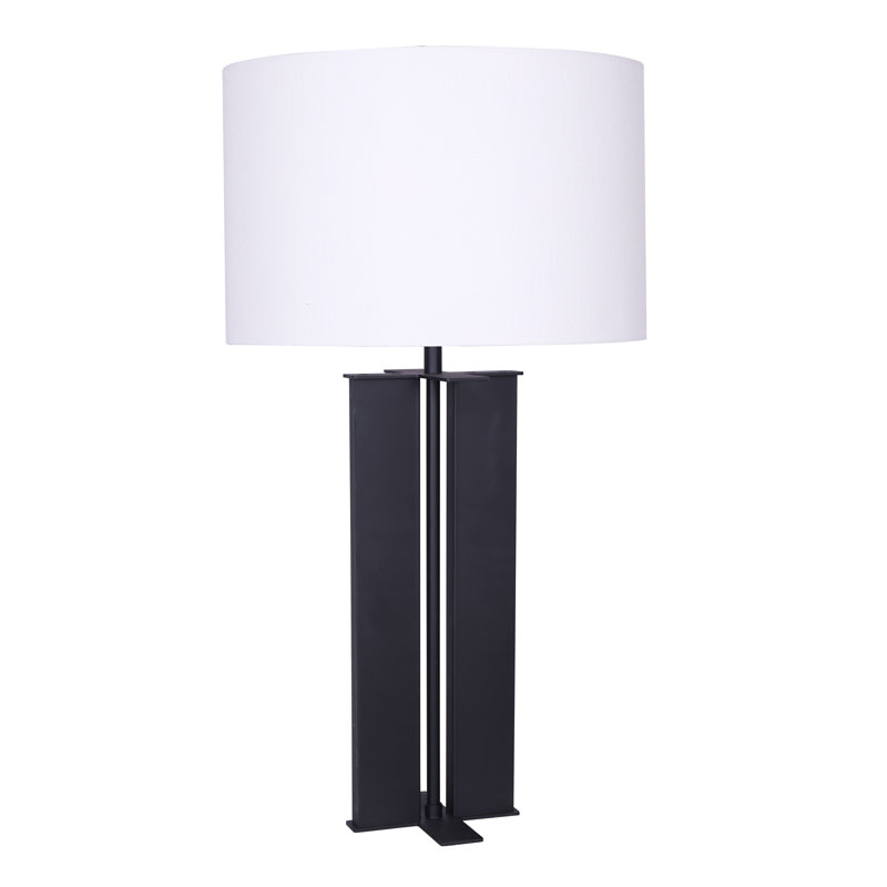 Lampe de table en métal, Noir mat