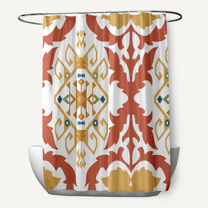 Rideau de douche simple à motif floral Alfreda, Corail