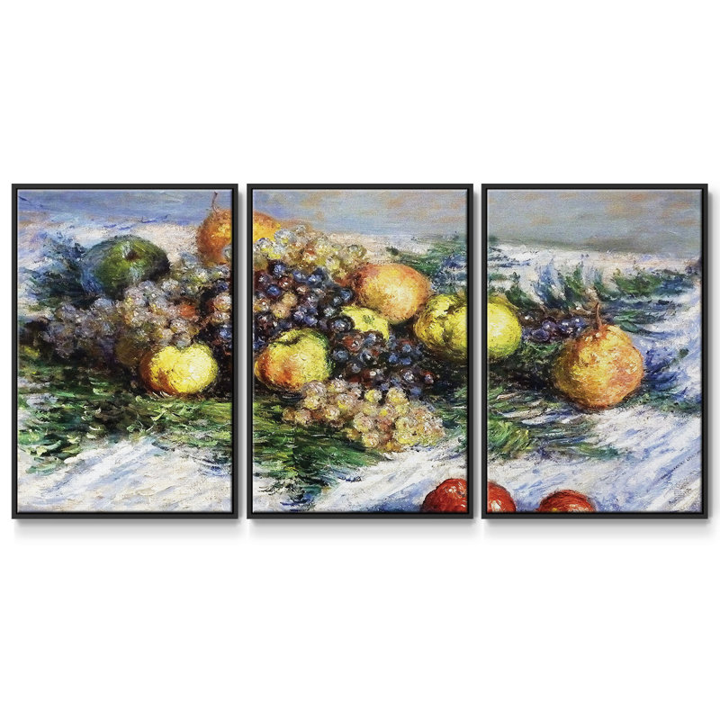 Nature morte aux poires et aux raisins, 1880 3 pièces, Noir, H 40 po x l 78 po x P 2 po