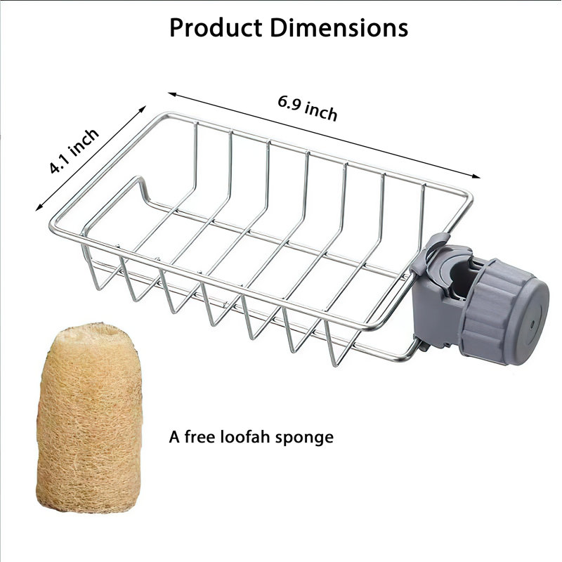 Stainless Steel Faucet Holder With Loofah