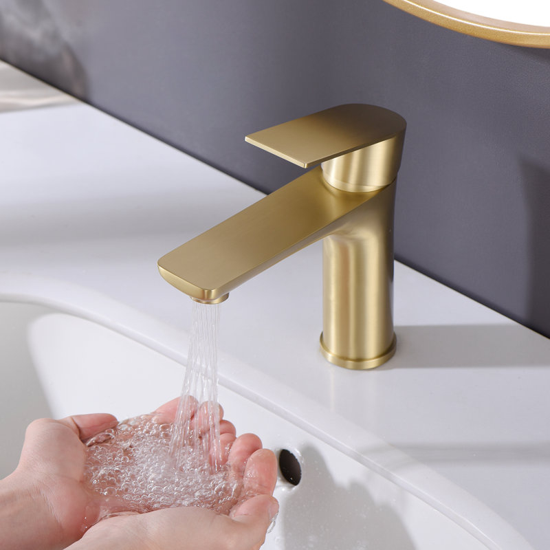Single-Hole Single-Handle Bathroom Faucet,Deck Mount Bathroom Sink Faucet, Brushed Gold