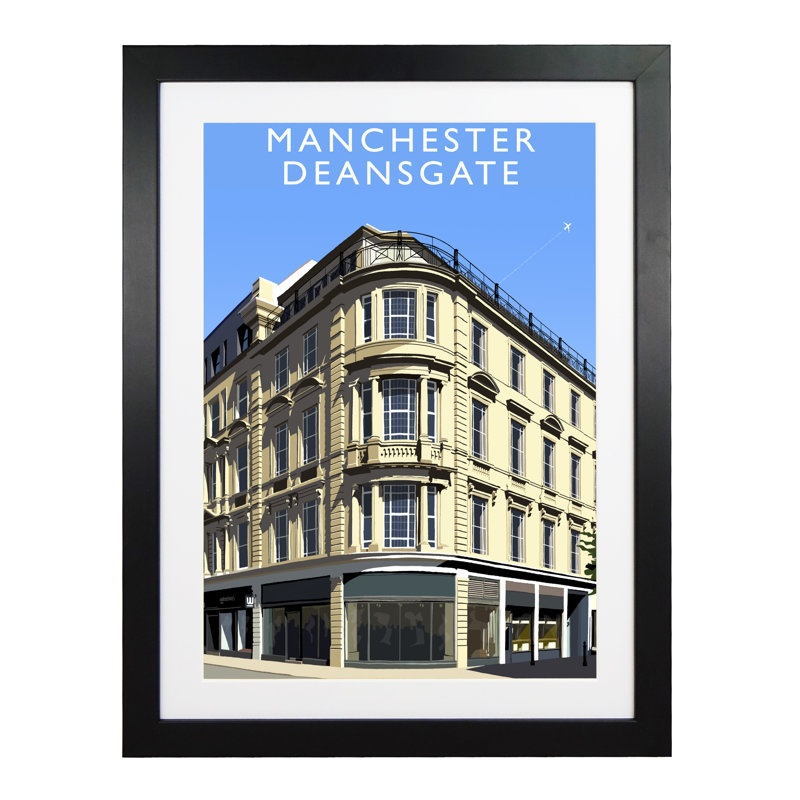 Manchester Deansgate 1 Piece Wall Art, 54 cm H x 44 cm W x 2.2 cm D, Black Wood Frame