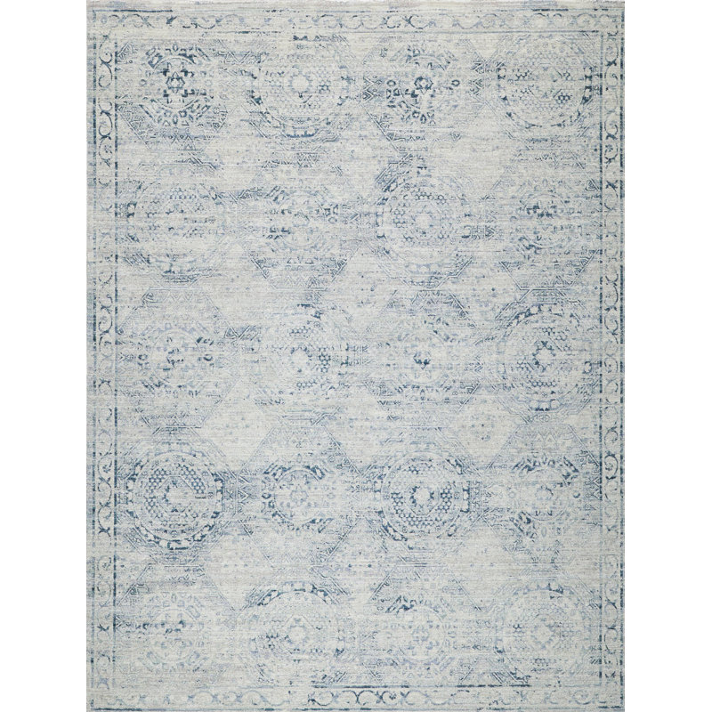 Vintage Looms Light Blue/Blue Polyester powerloom Area Rug, Rectangle 8' x 10'
