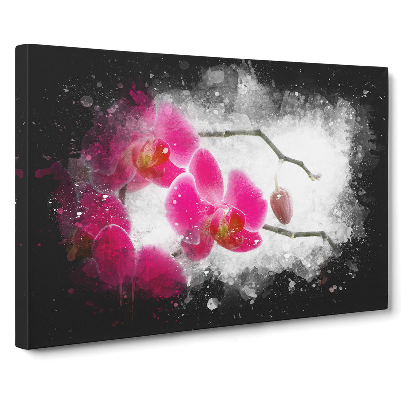 Hot Pink Orchids - Wrapped Canvas Painting, 50cm H x 76cm W x 3cm D