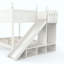 Lit superposé avec tablettes de rangement, lit superposé en bois massif avec glissière et échelles, conception à profil bas-852171871