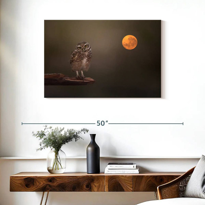 Owl Under The Moon, 24" H x 36" W