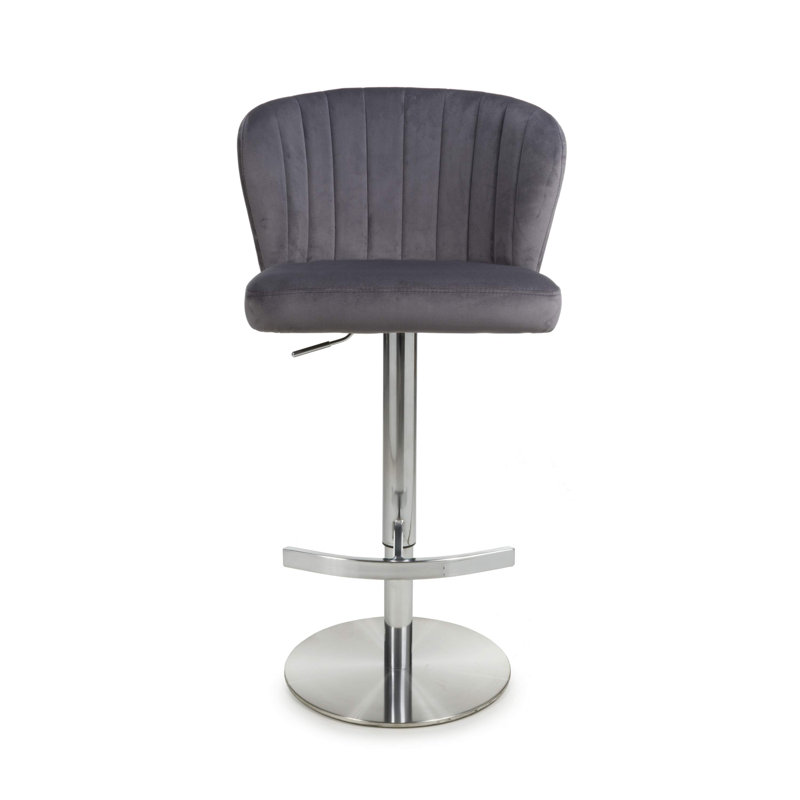 Aymar Upholstered Adjustable Height Counter Stool with Metal Frame, Grey