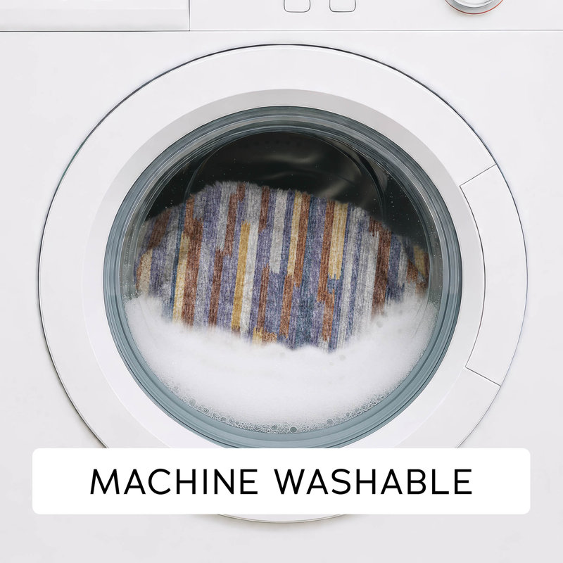 Tapis à rayures de qualité supérieure lavable à la machine Dream Shag ADS114, Paysage, 3 pi x 5 pi
