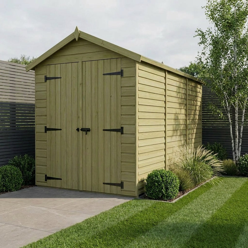 Total Sheds 4ft x 12ft Apex Garden Shed - Double Door - No Windows - Pressure Treated Timber - UK Manufactured