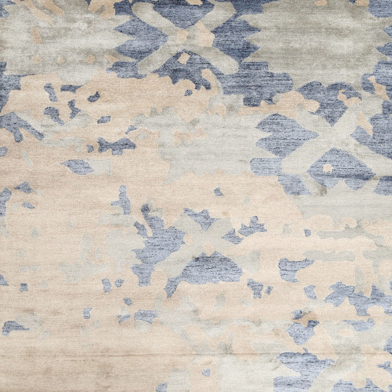 Tapis abstrait gris / beige, Carré 8 pi