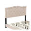 Lit plateforme tapissier grand avec motif de rivets, lit plateforme moderne en velours avec tête de lit capitonnée, beige-1883005057-1883005070