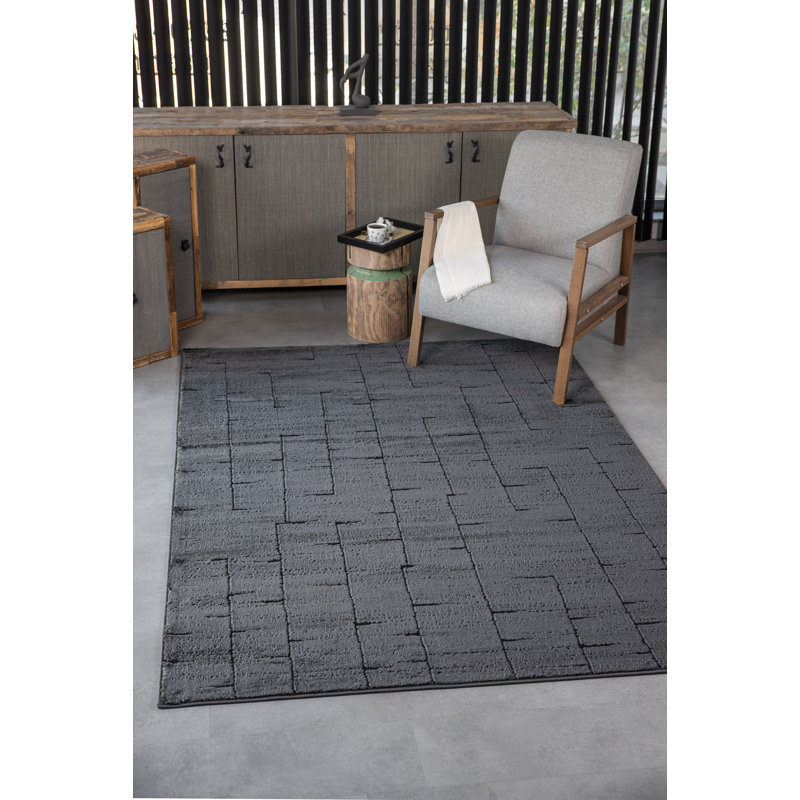 Leonetti Collection Transitional Abstract Grey Area Rug, Rectangulaire 7 pi x 10 pi