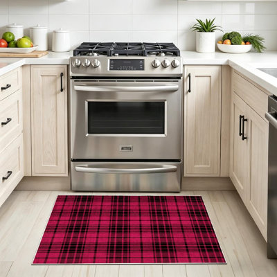 Black Lumberjack Plaid Tartan Abstract Buffalo Check Checkered Classic Cloth Machine Washable Indoor Area Rug