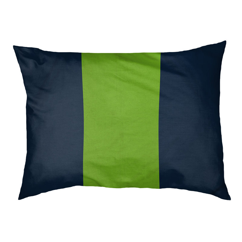 Oreiller rectangulaire designer, Moyen (L 30 po x l 40 po), Bleu minuit / vert aurore / bleu minuit