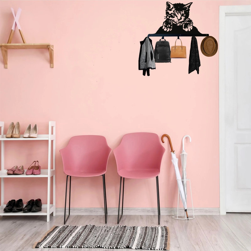 Metal Wall Organizer with Key Hooks