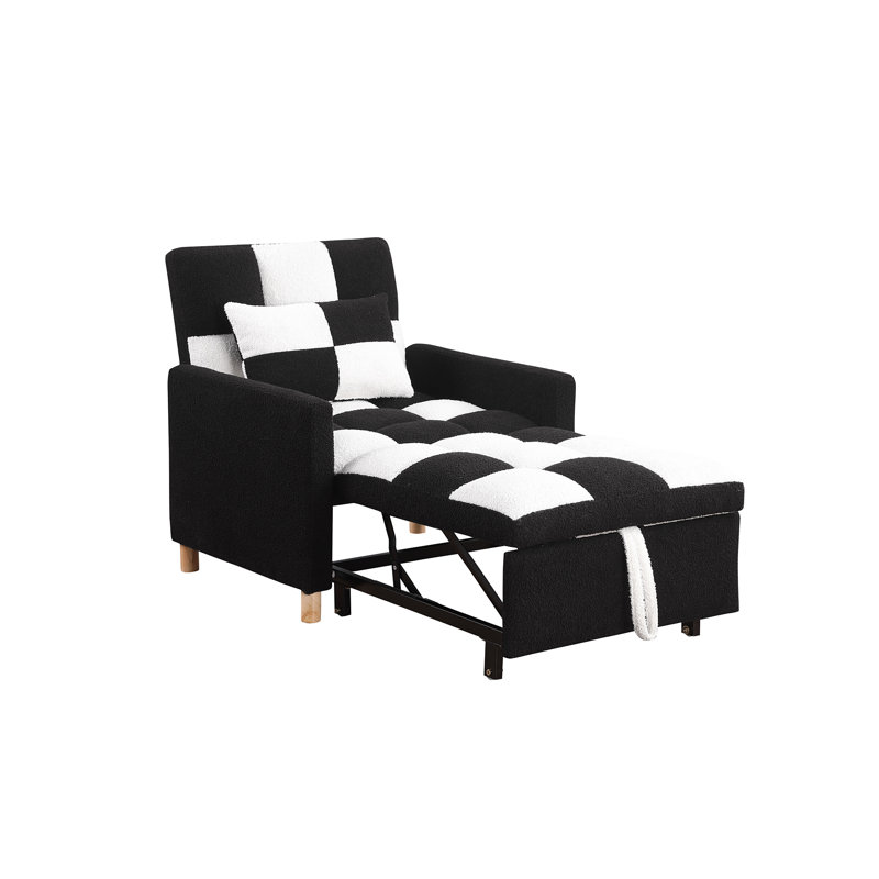 Upholstered Armchair, Black/White Teddy