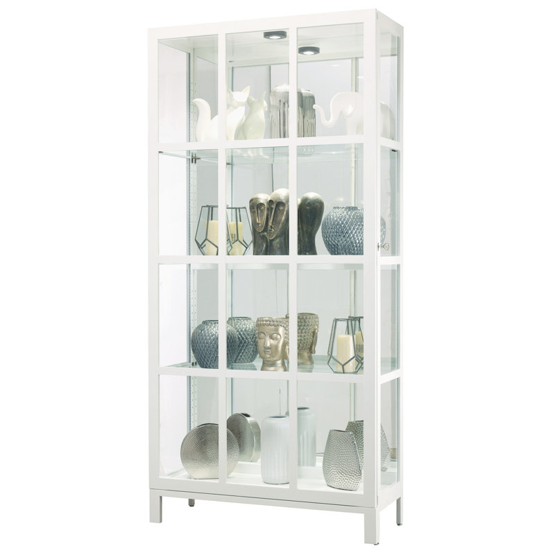 Clara Lighted Curio Cabinet, Gloss White