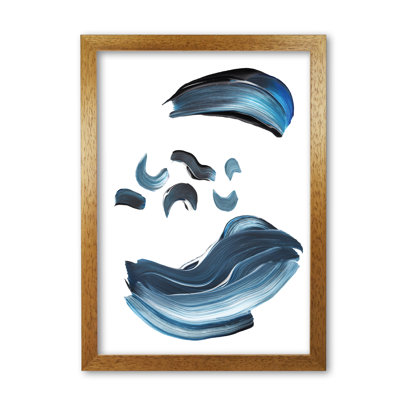 Dark Blue And Grey Abstract Paint Strokes - Single Picture Frame Print