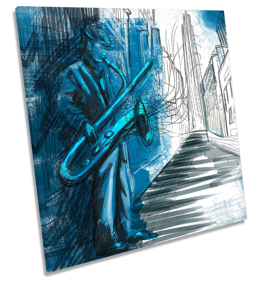 Z1587 Jazz Saxophone City Music - Wrapped Canvas Painting