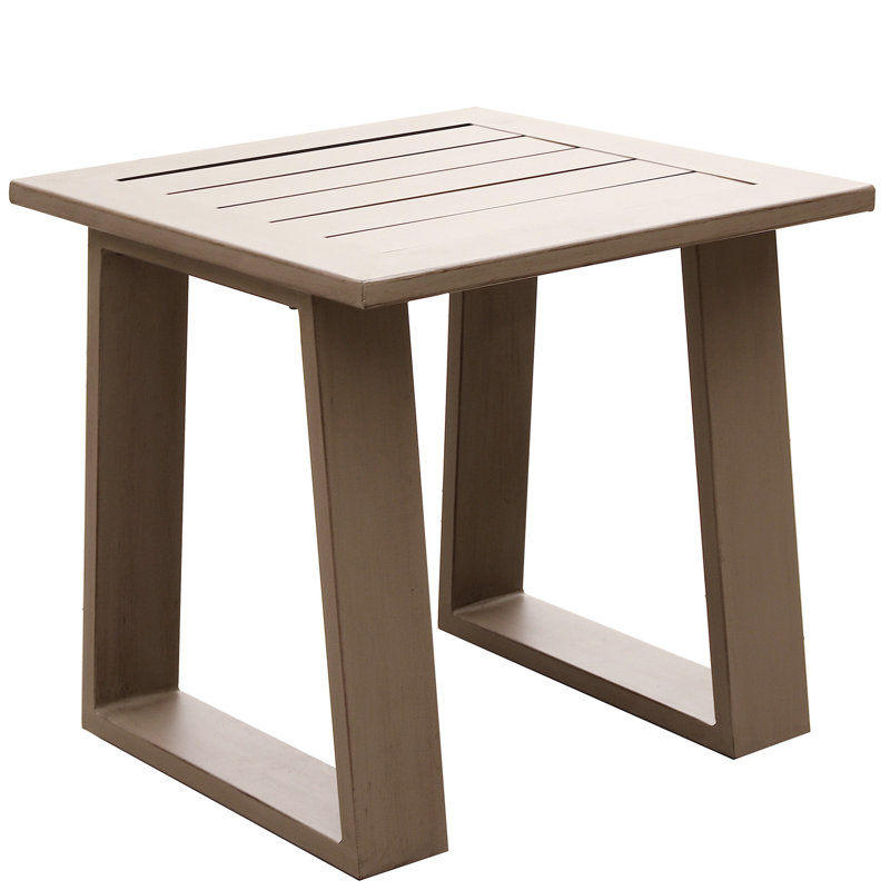 Wood Grained Aluminum End Table In Tone, 23 In. Depth Width 22 Height Table, 23.45" X 21.53" Height, Shade Option Palette Choice
