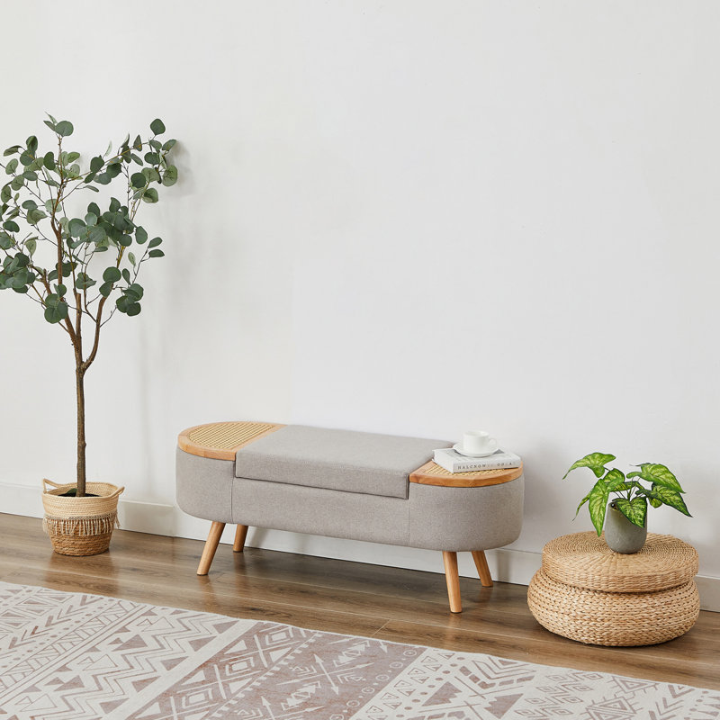 Banc de rangement rembourré avec repose-pieds Jurre, Gris