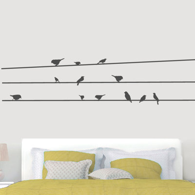Décalcomanie murale oiseaux on lines