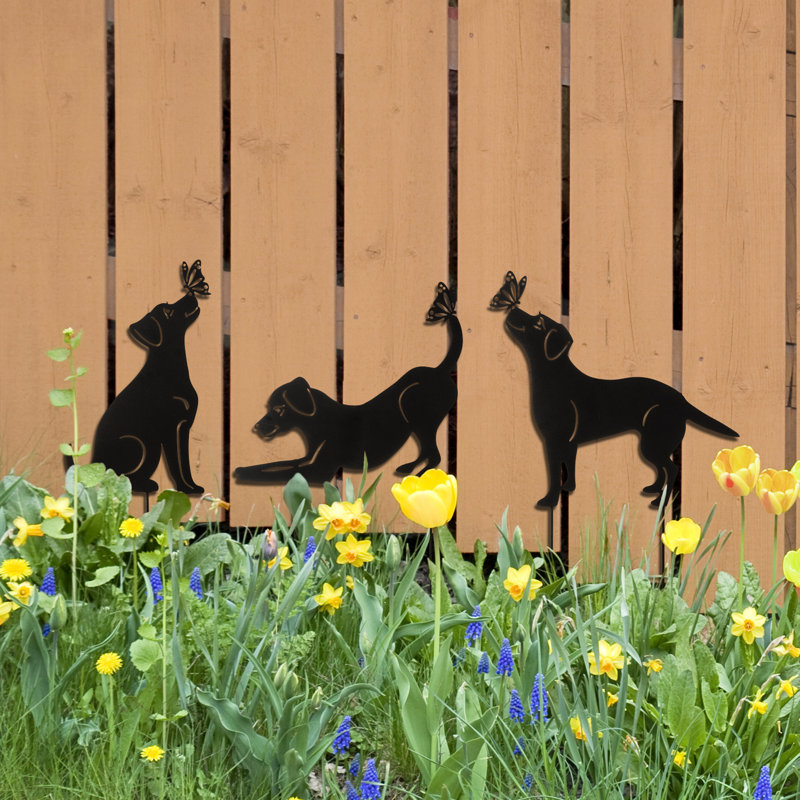 20"H Multi-Functional Black Metal Dog Garden Stake