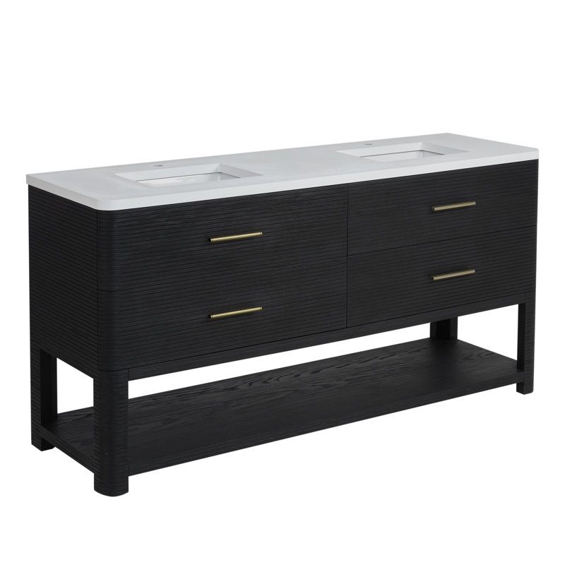 Lucian 72'' W Double Vanity, White Zeus, Single Hole