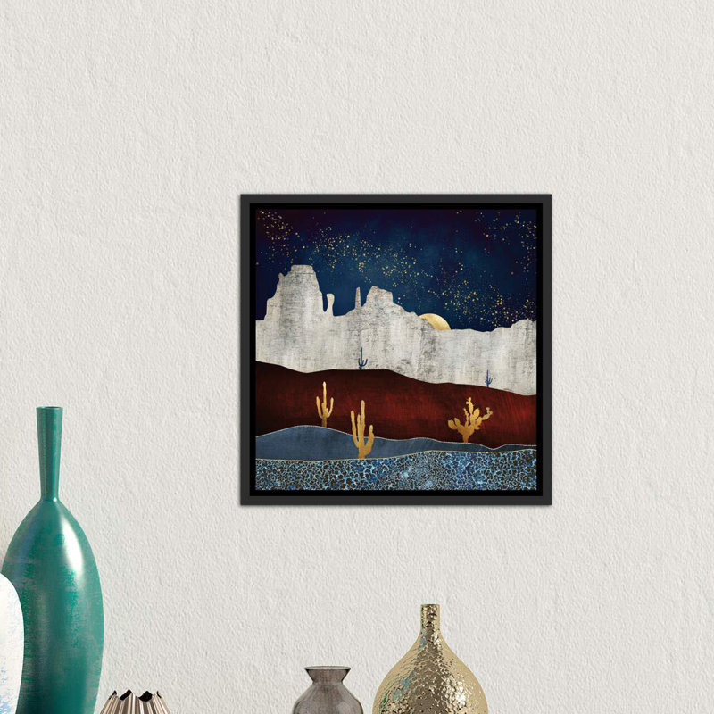«Moonlit Desert» par Spaceécur Designs - impression, Toile avec cadre noir, H 37 po x l 37 po x P 1,5 po, Pas de tapis