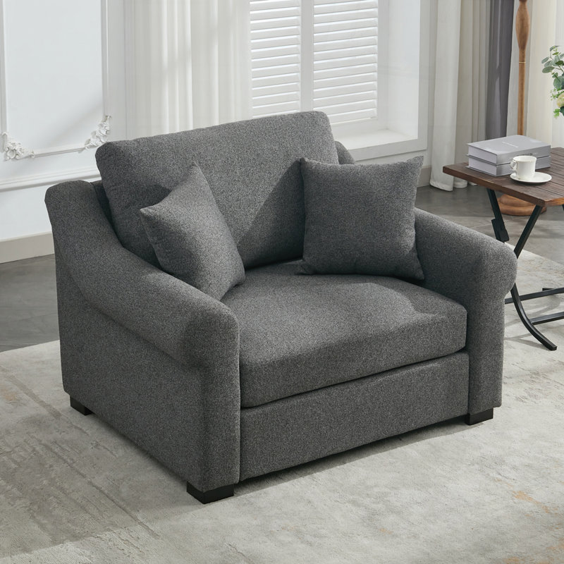 Fauteuil surdimensionné en chenille, Gris chenille, H 40,2 po x l 44,5 po x P 36,2 po
