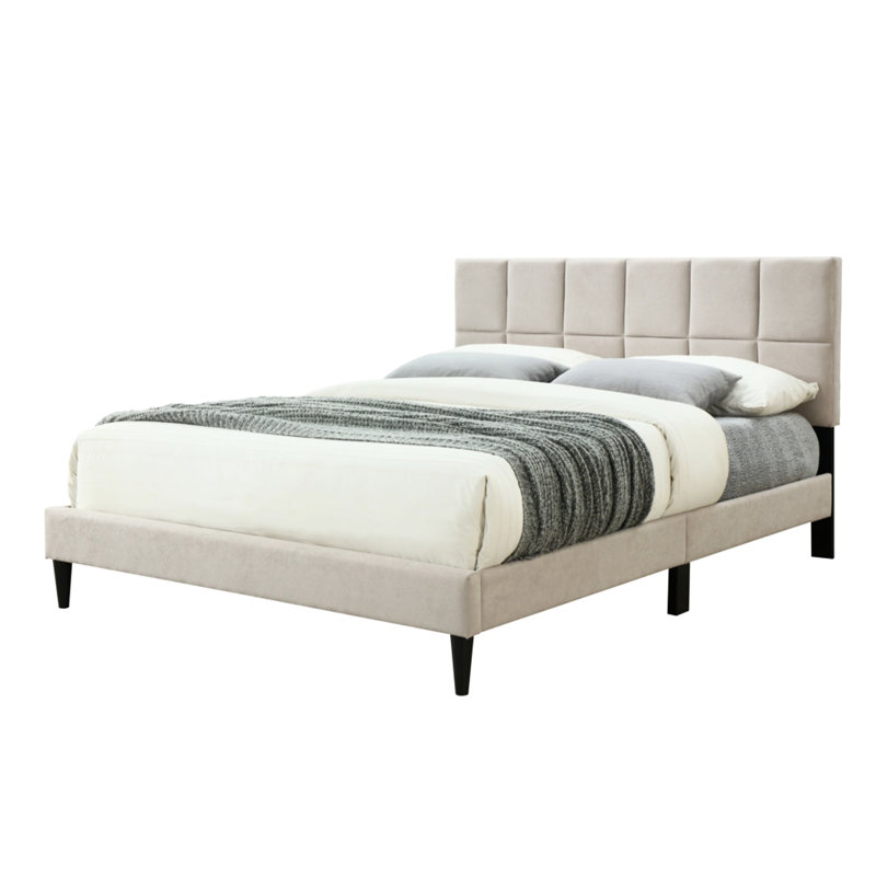 Grey Queen Sized Bed In A Compartment - Charging, Squares Headboard Box With Option Head