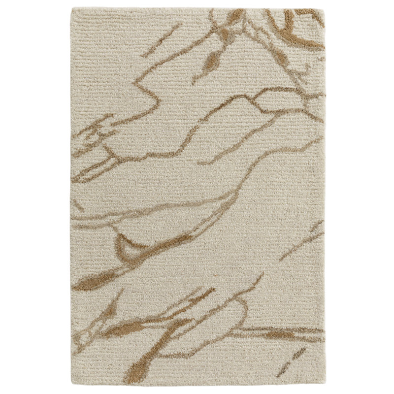 Tapis abstrait en laine touffeté à la main Dannie Ada, Rectangulaire 2 pi x 3 pi, Ivoire ivoire