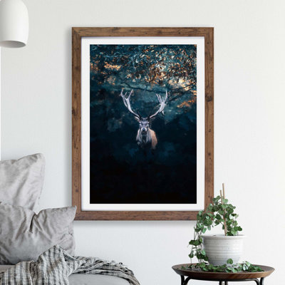 Deer Stag In The Forest - Single Picture Frame Print
