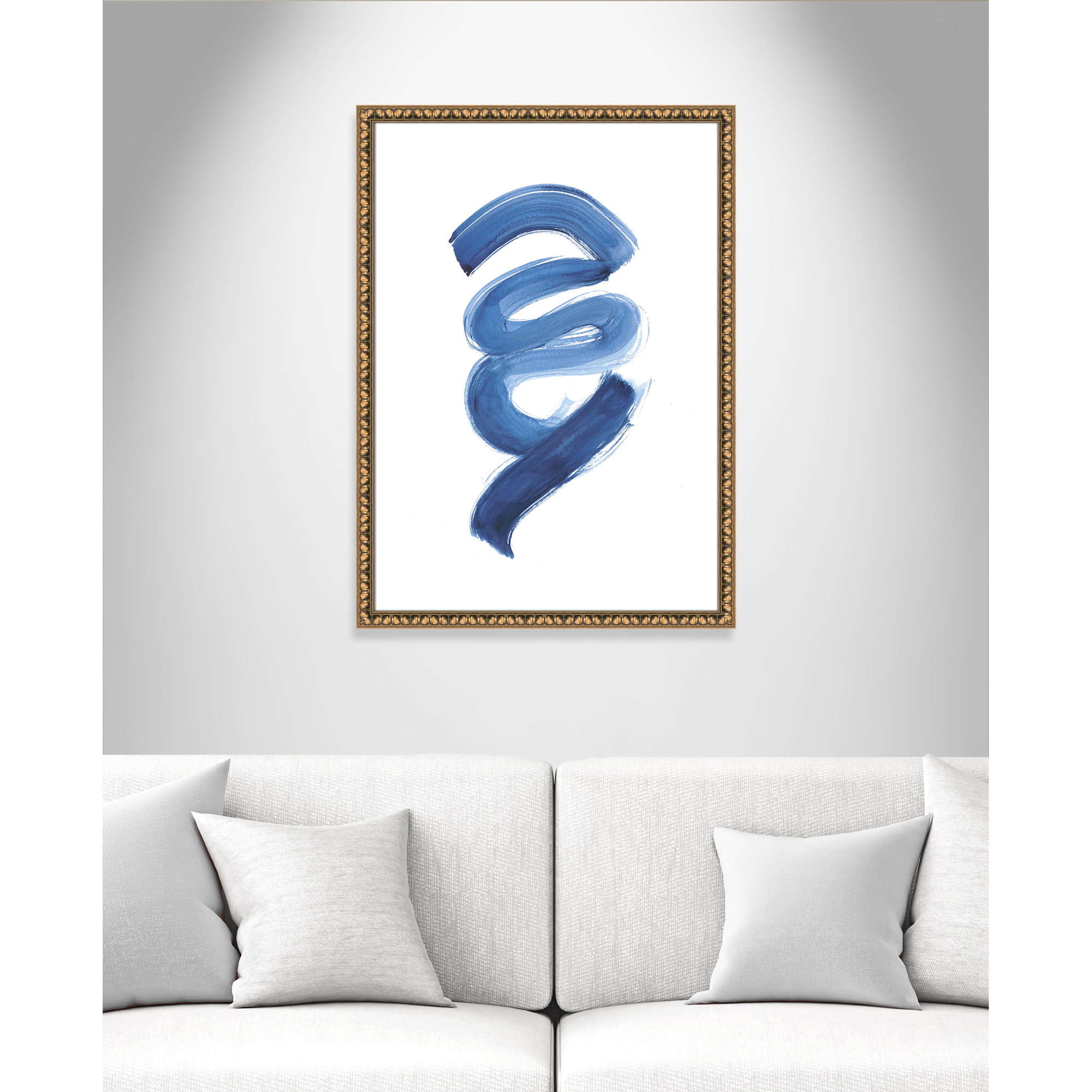 Slinky Indigo I by Filippo Ioco - Painting Print, Gold Bead Framed Paper, 35.5" H x 25.5" W x 1.13" D